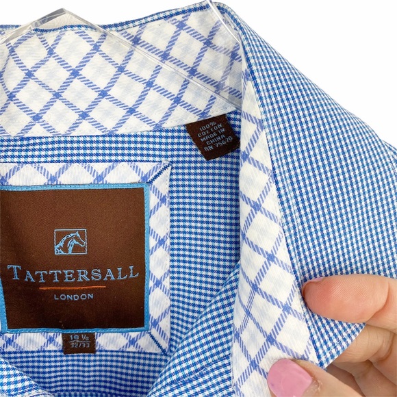 Tattersall London Plaid Checkered Button Down 16.5 - Picture 4 of 4